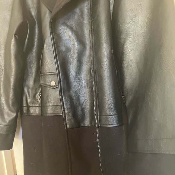 NWT Leather & Wool Trench Jacket Women’s XXL - Picture 6 of 7